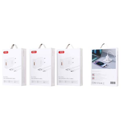 Síťová nabíječka s kabelem microUSB XO Design L127, 18W, 3A, 1 x USB-A, bílá