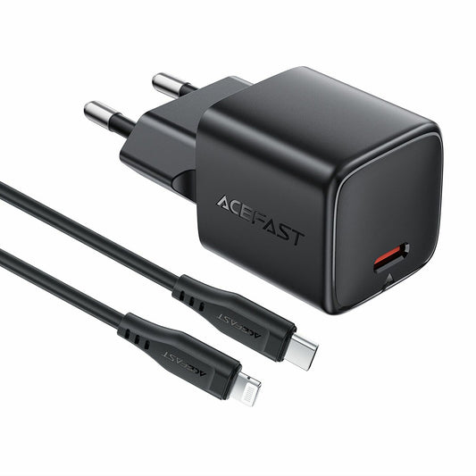 Síťová nabíječka s kabelem Lightning Acefast A118, 30W, 3A, 1 x USB-C, černá