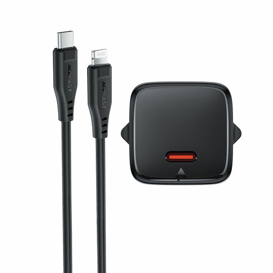 Síťová nabíječka s kabelem Lightning Acefast A118, 30W, 3A, 1 x USB-C, černá