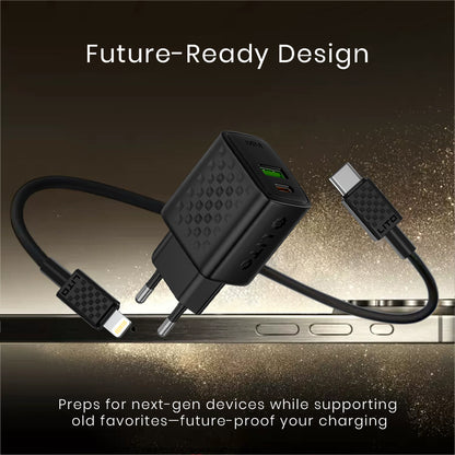 Síťová nabíječka s kabelem Lightning Lito LC15L, 20W, 3A, 1 x USB-A - 1 x USB-C, černá