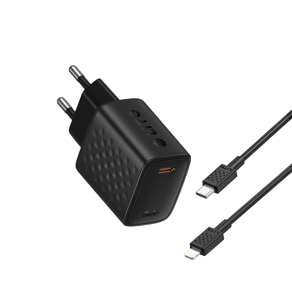 Síťová nabíječka s kabelem Lightning Lito LC17L, 30W, 3A, 1 x USB-C, černá