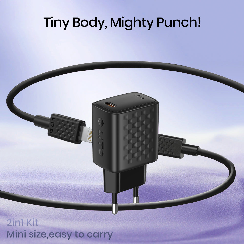 Síťová nabíječka s kabelem Lightning Lito LC17L, 30W, 3A, 1 x USB-C, černá