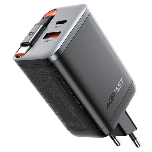 Síťová nabíječka s kabelem USB-C Acefast A111, 67W, 3A, 1 x USB-A - 1 x USB-C, černá