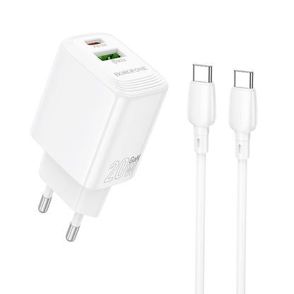 Síťová nabíječka s kabelem USB-C Borofone BN27 Fuente, 20W, 3A, 1 x USB-A - 1 x USB-C, bílá