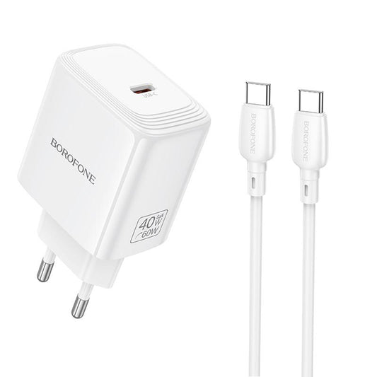 Síťová nabíječka s kabelem USB-C Borofone BN33 Fuente, 40W, 1 x USB-C, bílá