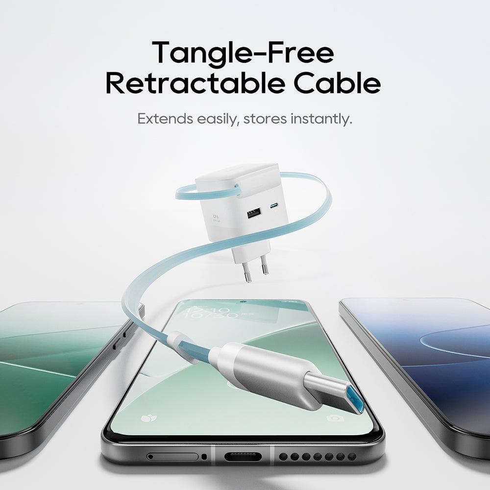 Síťová nabíječka s kabelem USB-C Cuktech, 67W, 3,25A, 1 x USB-A - 1 x USB-C, bílá CUKA653WEUWT