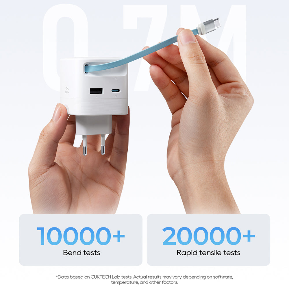 Síťová nabíječka s kabelem USB-C Cuktech, 67W, 3,25A, 1 x USB-A - 1 x USB-C, bílá CUKA653WEUWT