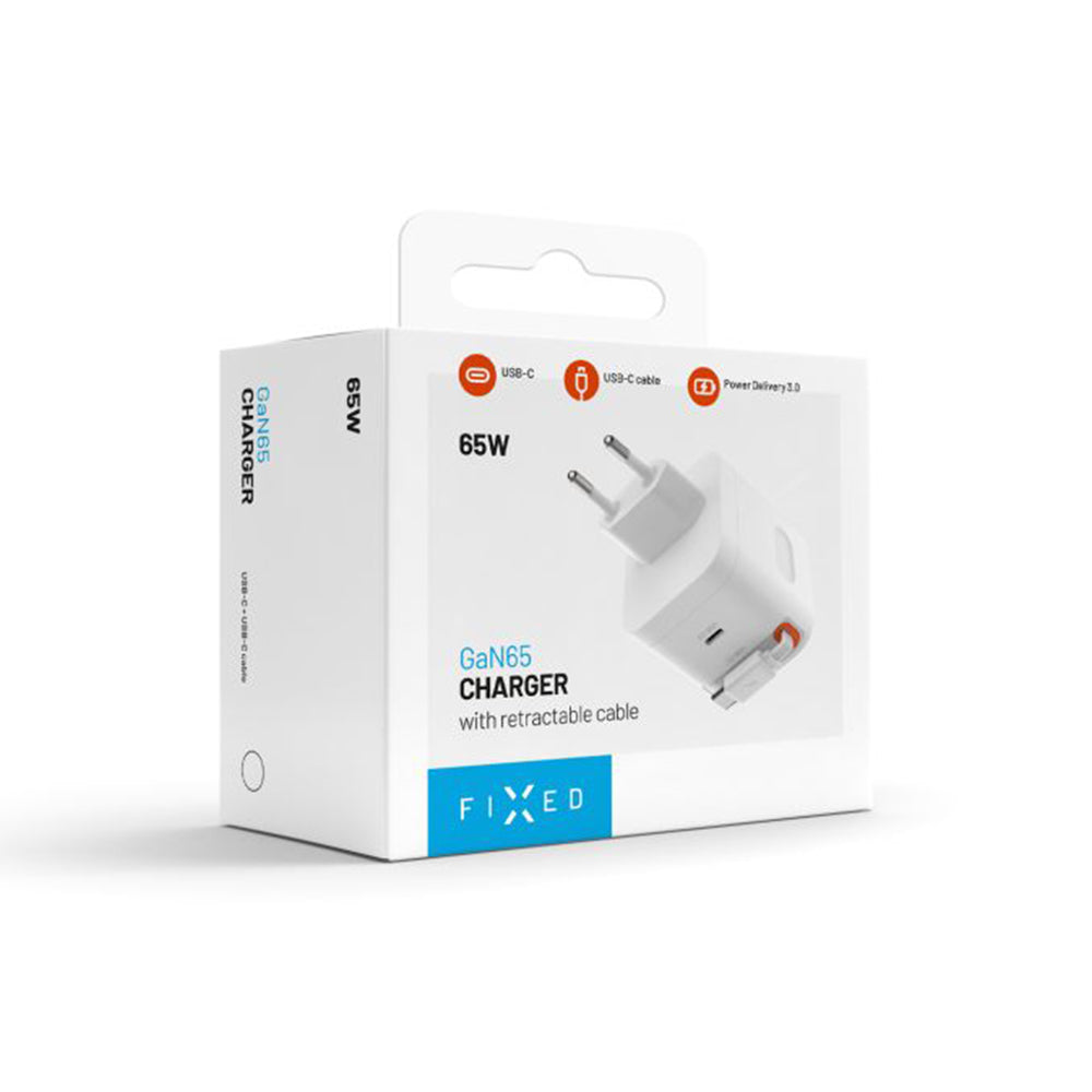 Síťová nabíječka s kabelem USB-C Fixed, 65W, 3.25A, 1 x USB-C, černá