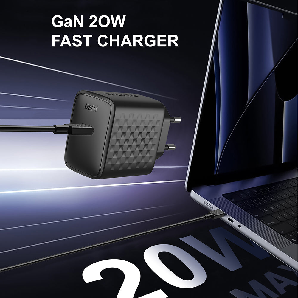 Network Charger with USB-C Cable Lito LC13T, 20W, 3A, 1 x USB-C, Black