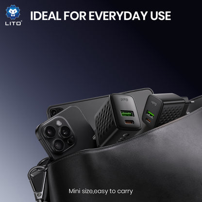 Síťová nabíječka s kabelem USB-C Lito LC19T, 30W, 3A, 1 x USB-A - 1 x USB-C, černá