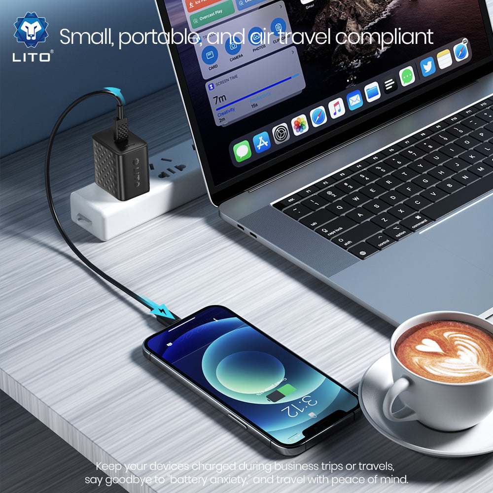 Síťová nabíječka s kabelem USB-C Lito LC20T, 45W, 3A, 1 x USB-C, Černá