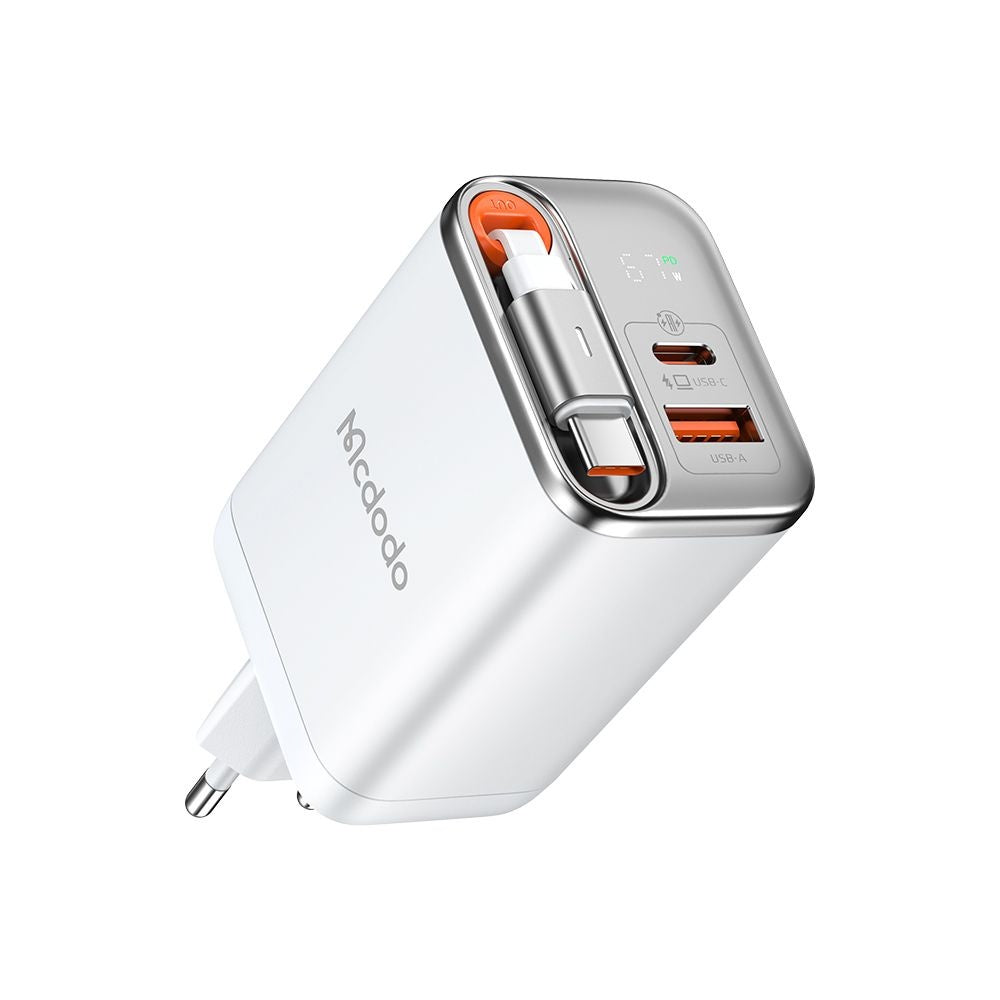 Síťová nabíječka s kabelem USB-C McDodo CH-4103 FreeGo Display, 67W, 3.35A, 1 x USB-A - 1 x USB-C, bílá