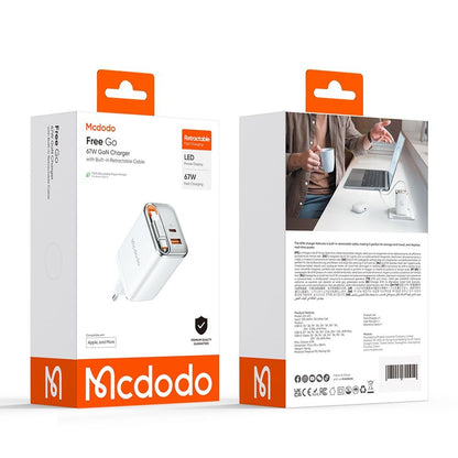 Síťová nabíječka s kabelem USB-C McDodo CH-4103 FreeGo Display, 67W, 3.35A, 1 x USB-A - 1 x USB-C, bílá