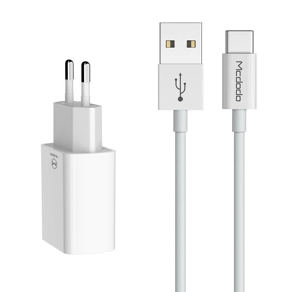 Síťová nabíječka s kabelem USB-C McDodo CH-6721 Offer, 12W, 2.4A, 2 x USB-A, Bílá