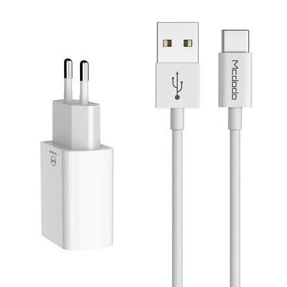 Síťová nabíječka s kabelem USB-C McDodo CH-6721 Offer, 12W, 2.4A, 2 x USB-A, Bílá
