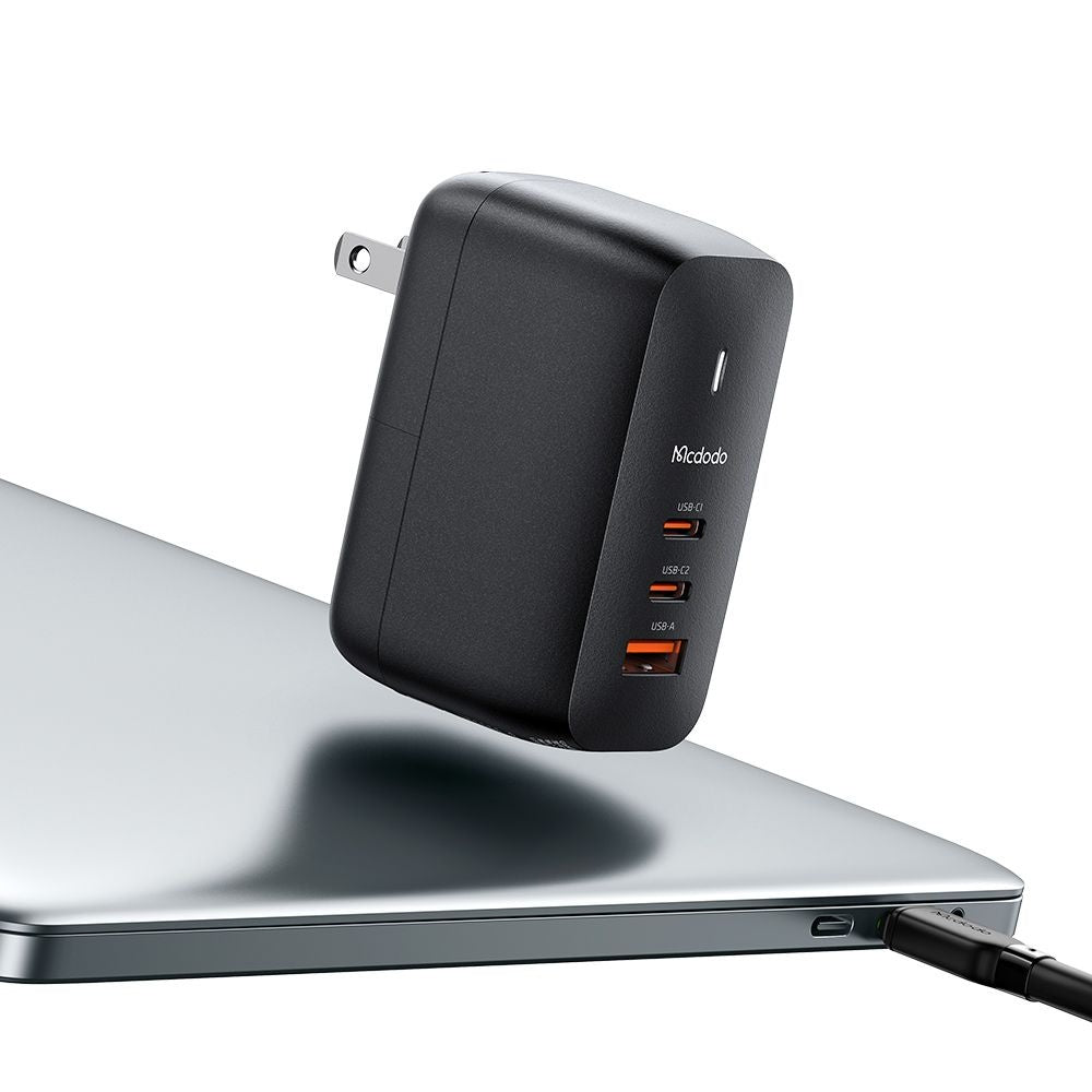Síťová nabíječka s kabelem USB-C McDodo CH-8442 Mecha Travel, 65W, 5A, 1 x USB-A - 2 x USB-C, černá