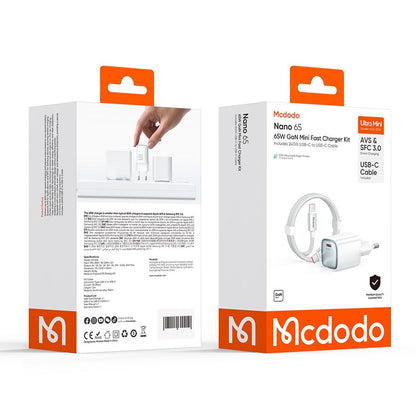 Síťová nabíječka s kabelem USB-C Mcdodo Nano CH-8263, 65W, 3,25A, 1 x USB-C, bílá