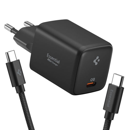 Síťová nabíječka s kabelem USB-C Spigen EE451EU Essential, 45W, 3A, 1 x USB-C, Černá ACH09474