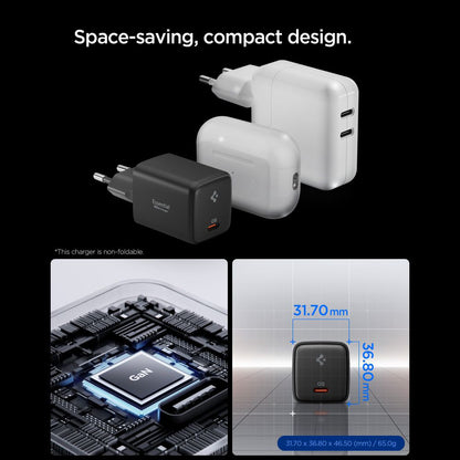 Síťová nabíječka s kabelem USB-C Spigen EE451EU Essential, 45W, 3A, 1 x USB-C, Černá ACH09474