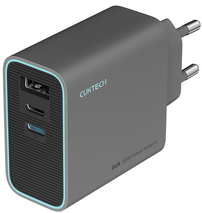 Síťová nabíječka Cuktech, 65W, 3A, 1 x USB-A - 2 x USB-C, Šedá CUKAD653EUGR