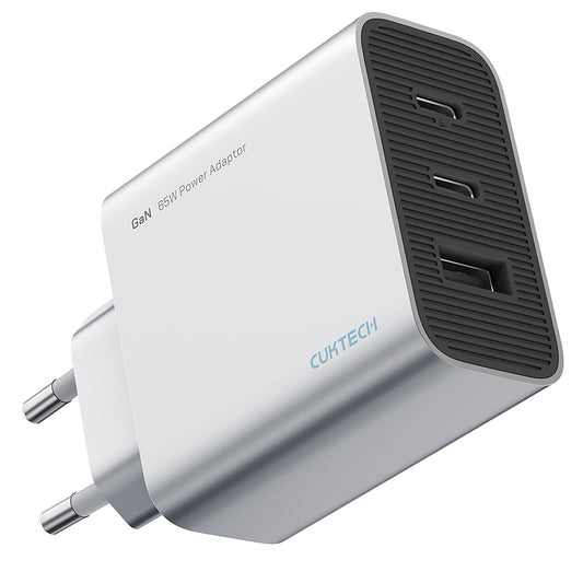Síťová nabíječka Cuktech, 65W, 3,25A, 1 x USB-A - 2 x USB-C, bílá CUK0A15CEUSL