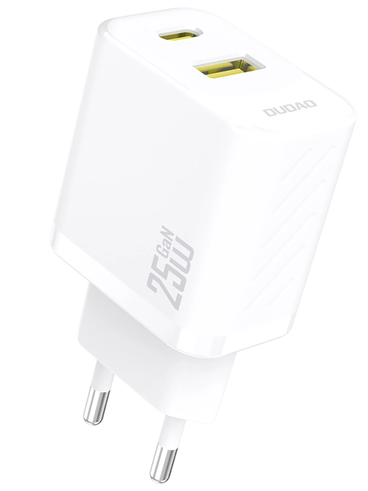 Síťová nabíječka Dudao A26T, 25W, 3A, 1 x USB-A - 1 x USB-C, Bílá