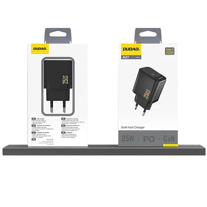 Síťová nabíječka Dudao A27, 25W, 3A, 1 x USB-C, Černá