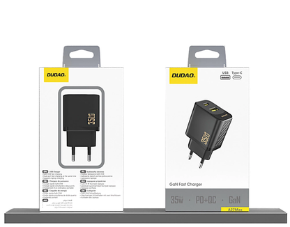 Síťová nabíječka Dudao A27 Max, 35W, 1 x USB-A - 1 x USB-C, černá