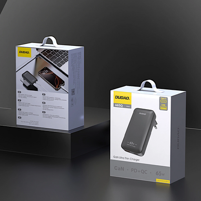 Síťová nabíječka Dudao A65Q Travel, 65W, 3.25A, 1 x USB-A - 1 x USB-C, Černá