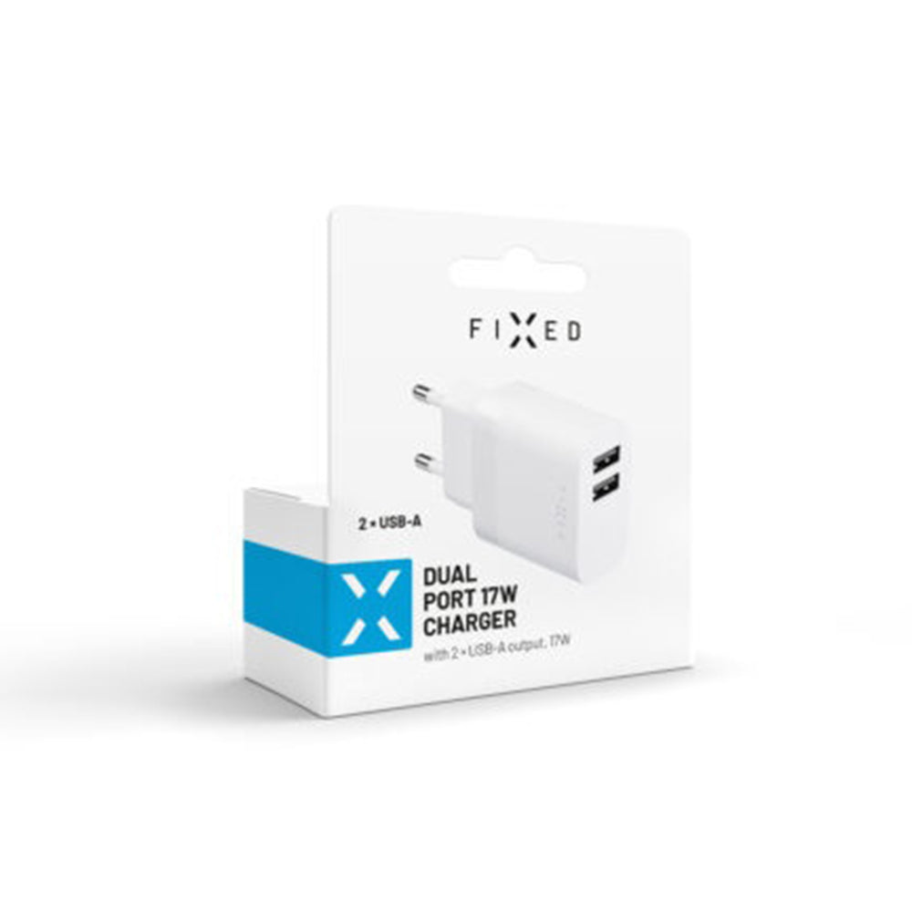 Nabíječka Fixed, 17W, 3A, 2 x USB-A, Bílá