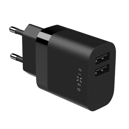 Nabíječka Fixed, 17W, 3A, 2 x USB-A, Černá