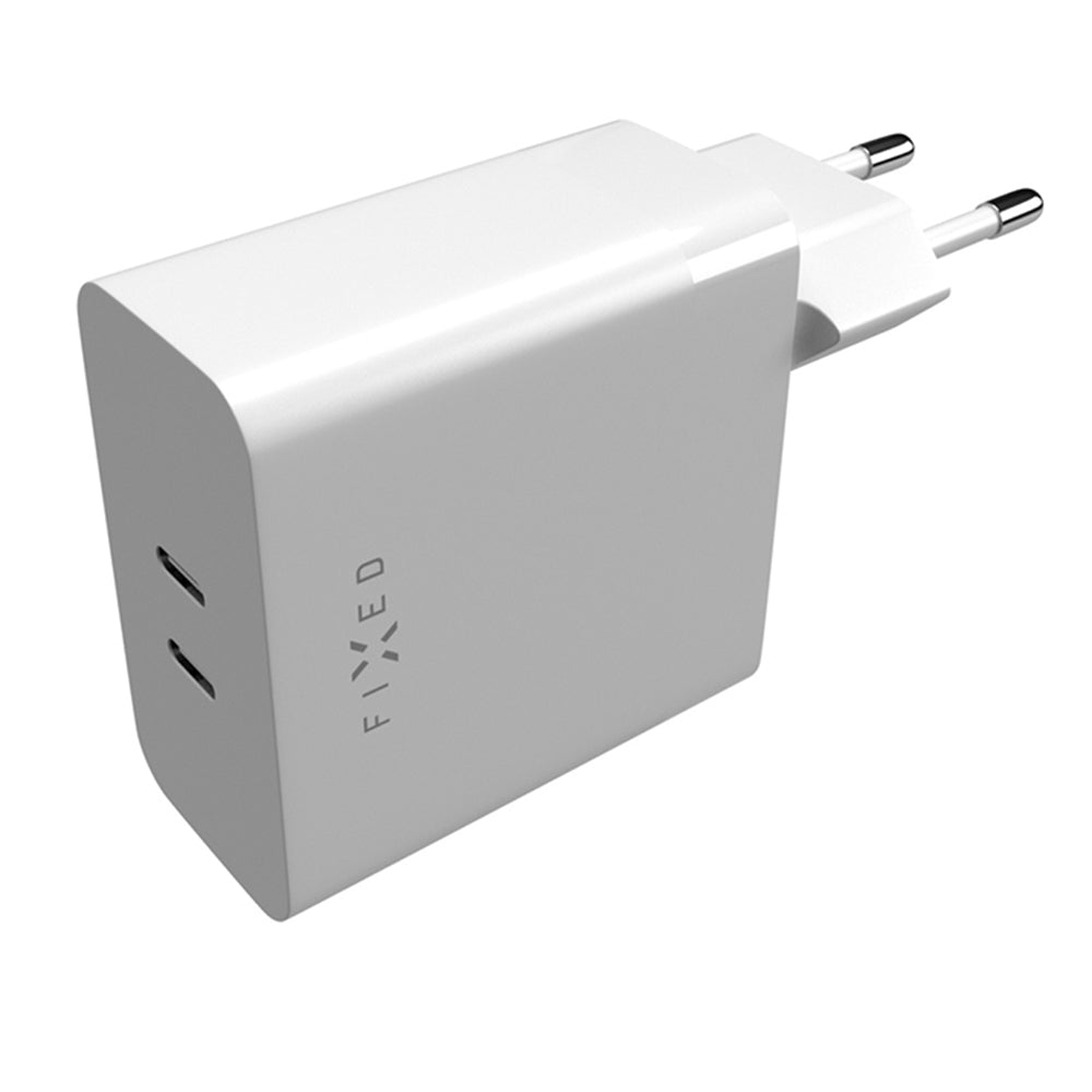 Síťová nabíječka Fixed, 65W, 3.25A, 2 x USB-C, Bílá