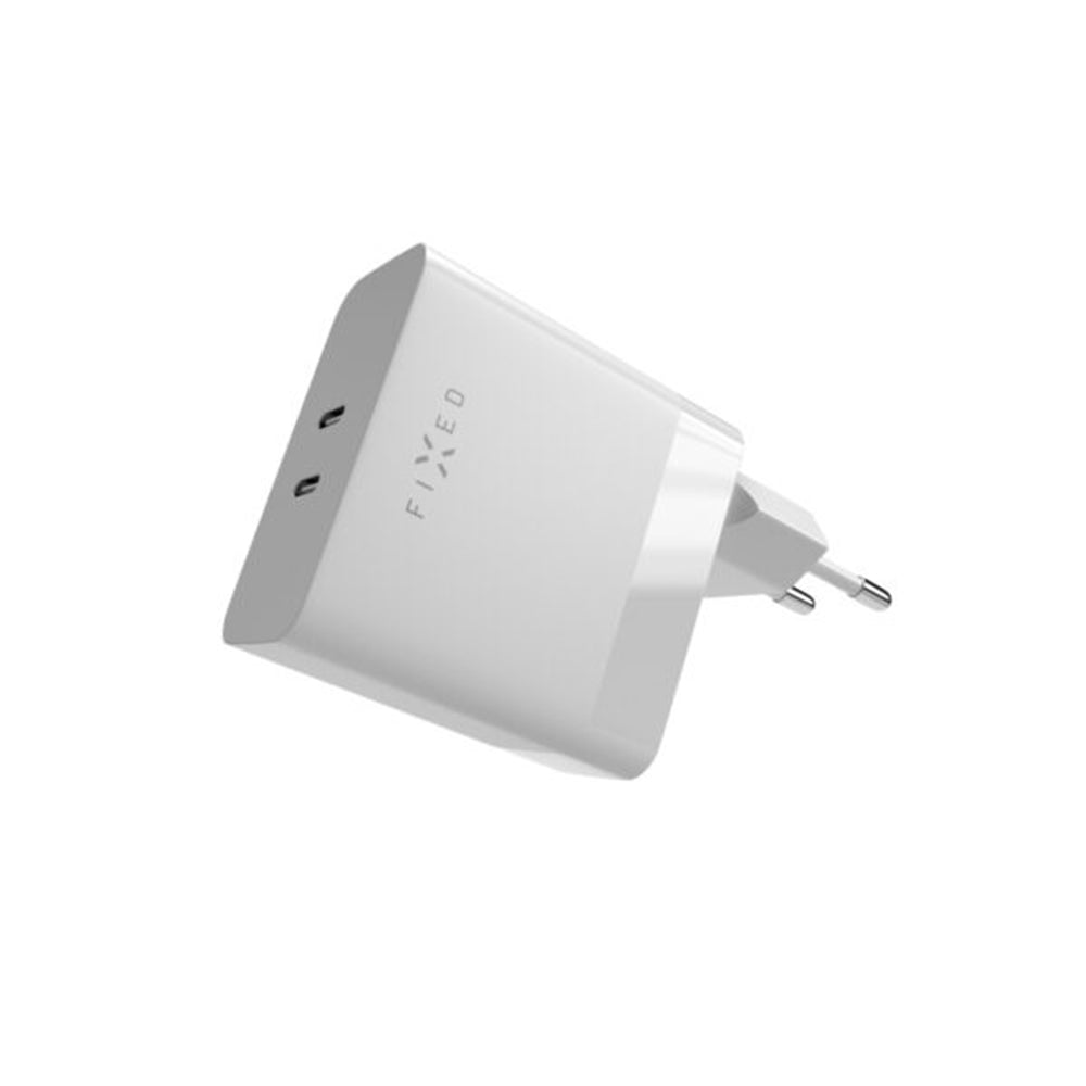 Síťová nabíječka Fixed, 65W, 3.25A, 2 x USB-C, Bílá