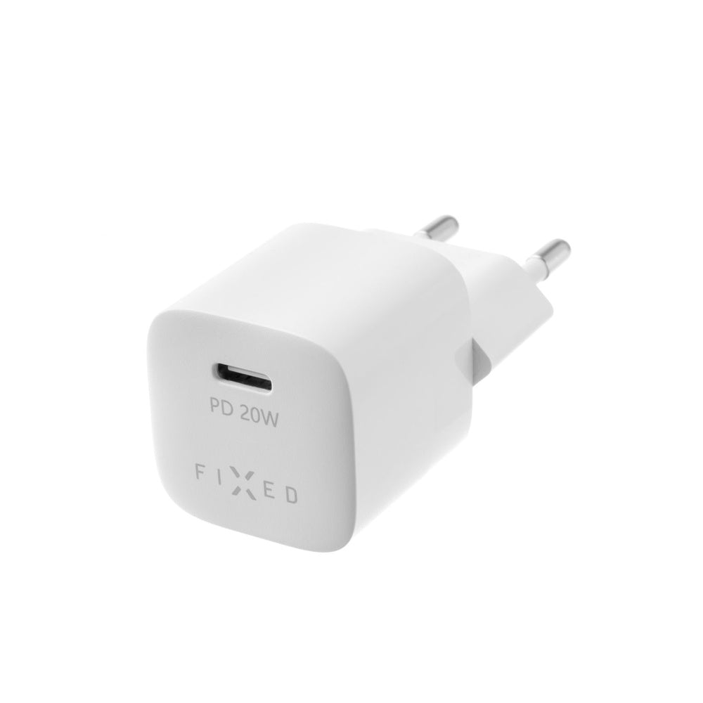 Síťová nabíječka Fixed Mini, 20W, 3A, 1 x USB-C, Bílá