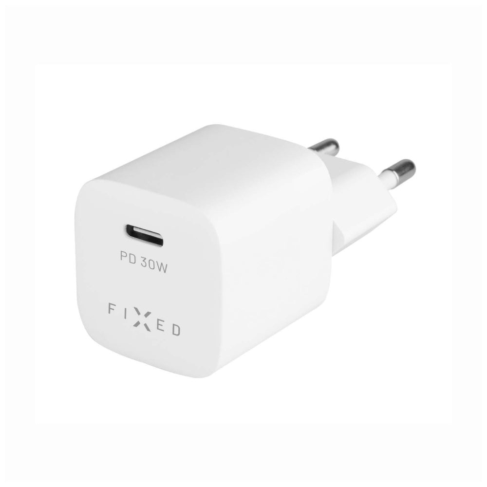 Síťová nabíječka Fixed Mini, 30W, 3A, 1 x USB-C, Bílá