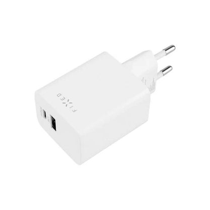 Síťová nabíječka Fixed Mini, 45W, 3A, 1 x USB-A - 1 x USB-C, Bílá