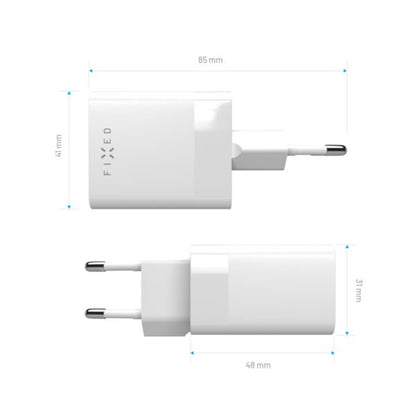 Síťová nabíječka Fixed Mini, 45W, 3A, 1 x USB-A - 1 x USB-C, Bílá