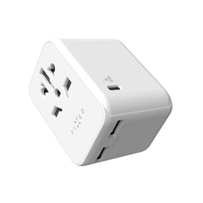 Síťová nabíječka Fixed Travel, 30W, 3A, 2 x USB-A - 1 x USB-C, Bílá