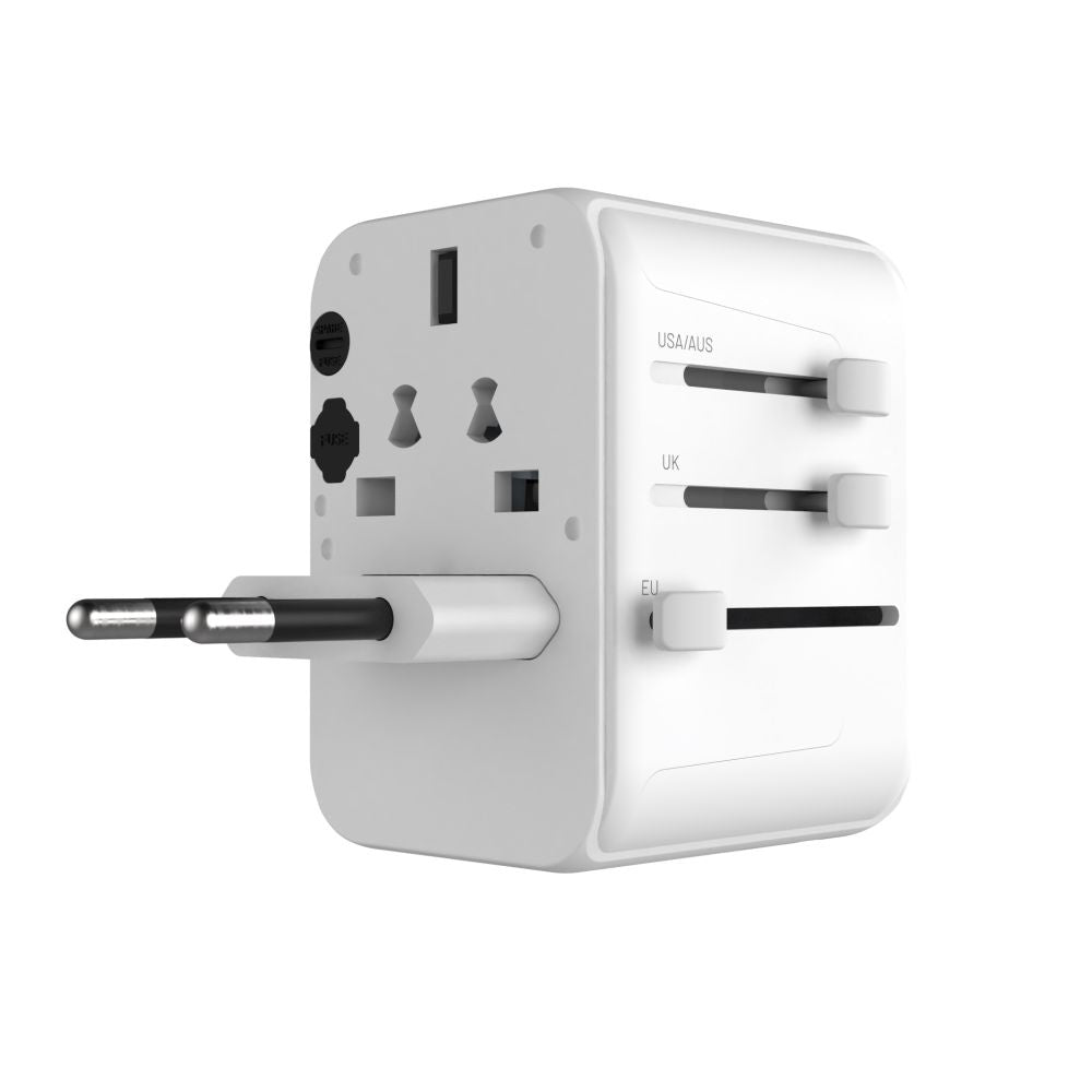 Síťová nabíječka Fixed Travel, 30W, 3A, 2 x USB-A - 1 x USB-C, Bílá