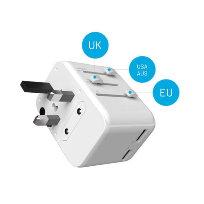 Síťová nabíječka Fixed Travel, 30W, 3A, 2 x USB-A - 1 x USB-C, Bílá