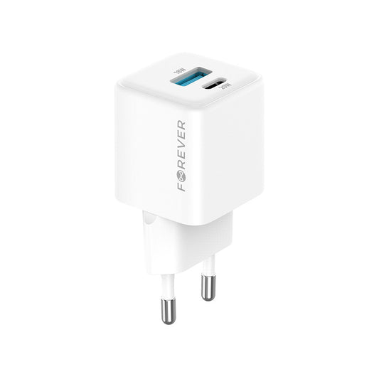 Síťová nabíječka Forever TC-08-20AC, 20W, 3A, 1 x USB-A - 1 x USB-C, Bílá