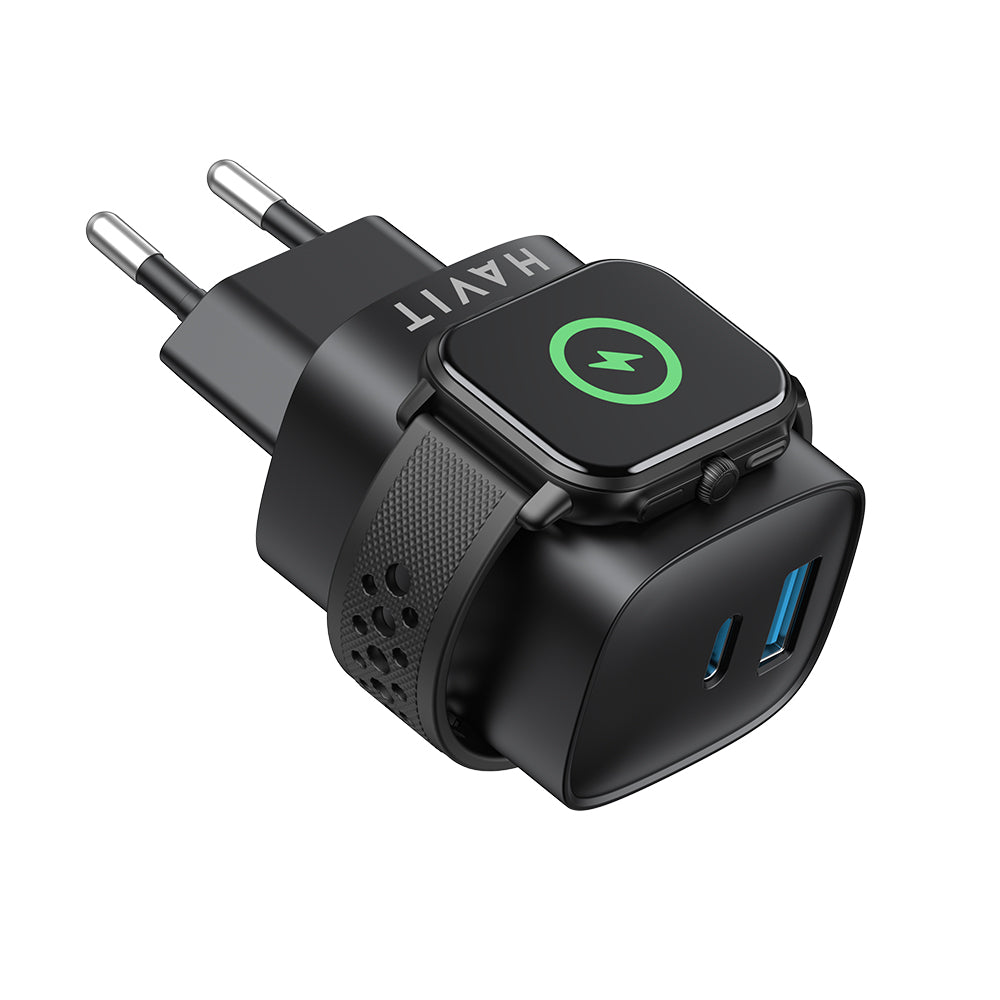 Síťová nabíječka HAVIT UC132 2v1, 22W, 3A, 1 x USB-A - 1 x USB-C, černá.
