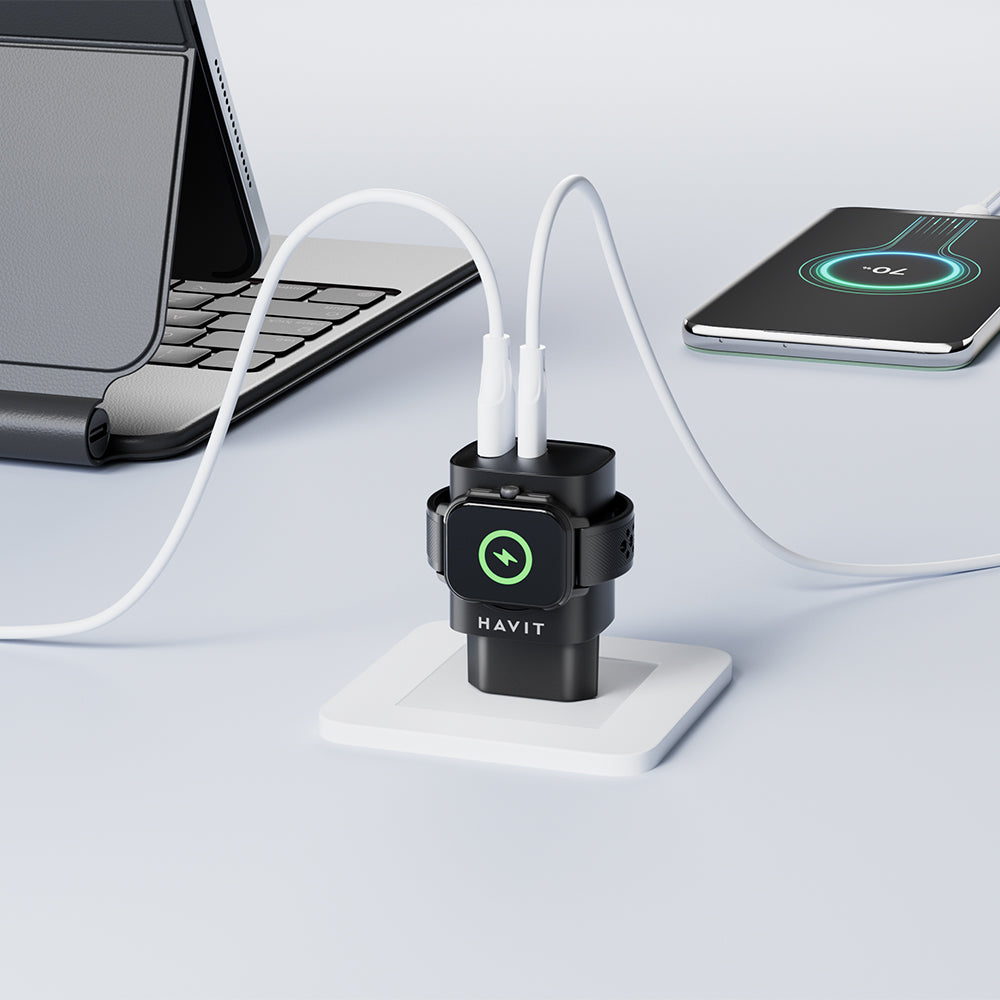 Síťová nabíječka HAVIT UC132 2v1, 22W, 3A, 1 x USB-A - 1 x USB-C, černá.
