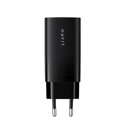 Síťová nabíječka HAVIT UC20, 65W, 3A, 1 x USB-A - 2 x USB-C, černá
