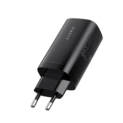 Síťová nabíječka HAVIT UC20, 65W, 3A, 1 x USB-A - 2 x USB-C, černá
