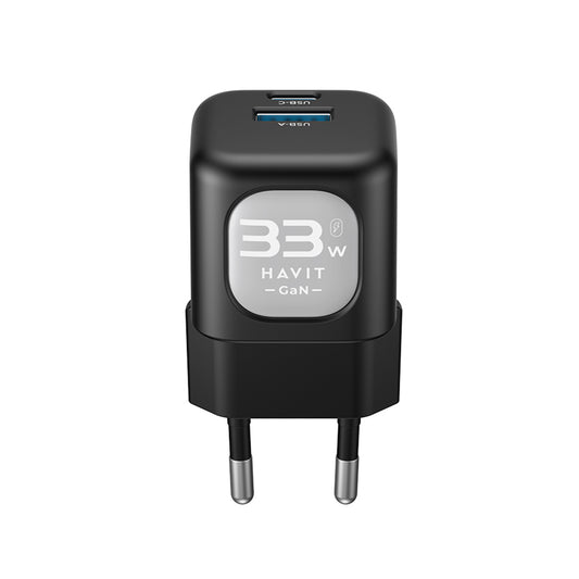 Síťová nabíječka HAVIT UC230, 33W, 3A, 1 x USB-A - 1 x USB-C, Černě šedá