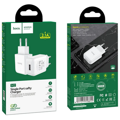 Síťová nabíječka HOCO N2, 10W, 2A, 1 x USB-A, bílá