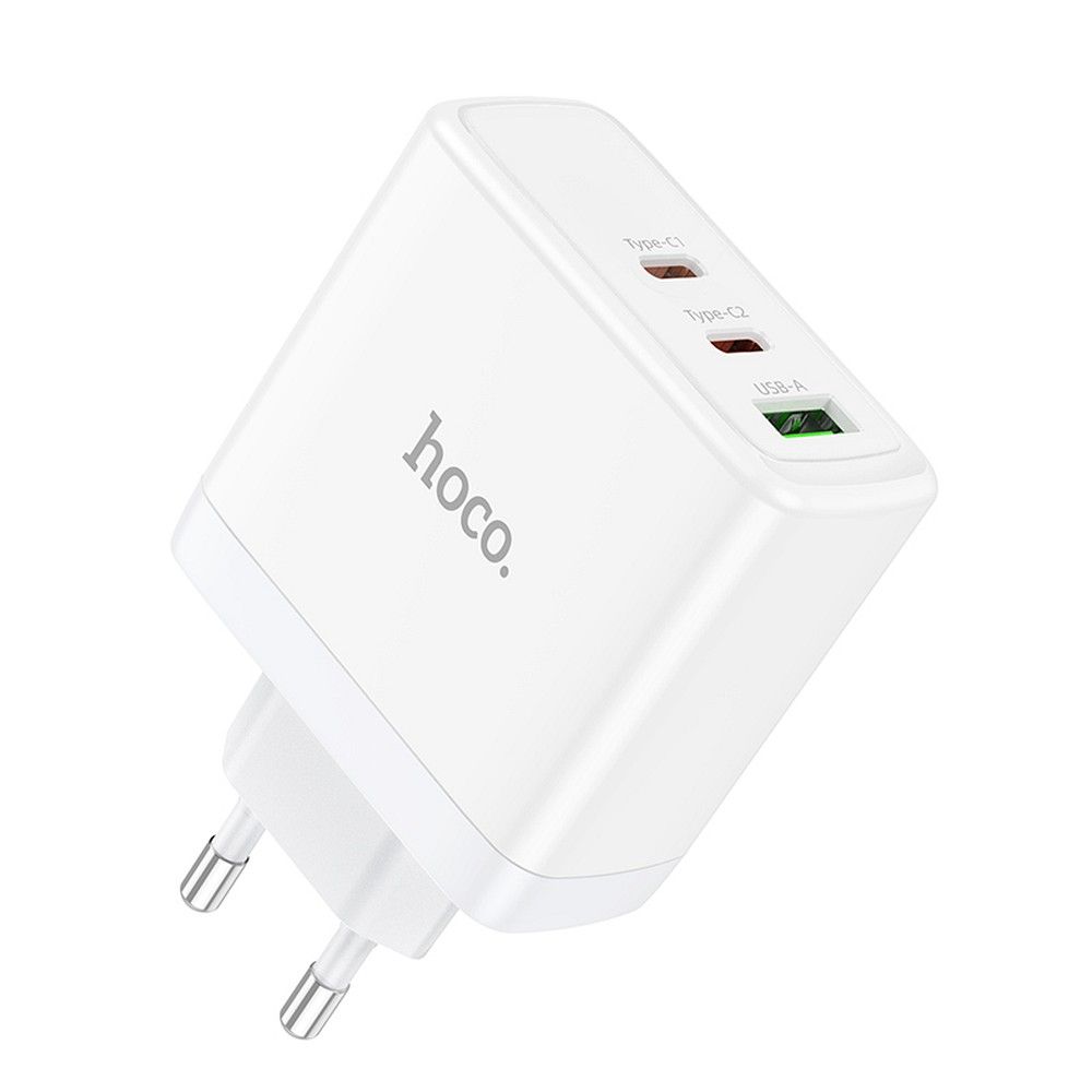 Síťová nabíječka HOCO N30, 65W, 3.25A, 1 x USB-A - 2 x USB-C, Bílá