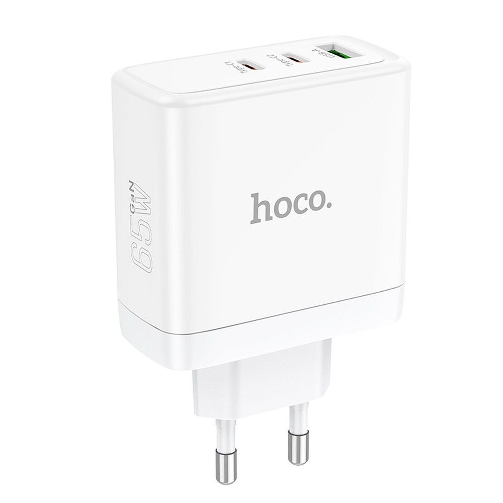 Síťová nabíječka HOCO N30, 65W, 3.25A, 1 x USB-A - 2 x USB-C, Bílá