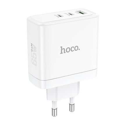 Síťová nabíječka HOCO N30, 65W, 3.25A, 1 x USB-A - 2 x USB-C, Bílá